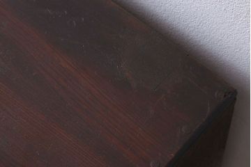 レトロ家具　レトロスタイル　栓材!チェッカーガラス入りのアンティーク収納棚(茶箪笥)