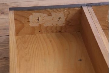 アンティーク家具　和製アンティーク　前面唐木・黒檀材!脚付きの大ぶりローボード(ハーモニカたんす・音色箪笥)