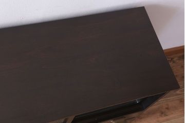 アンティーク家具　和製アンティーク　前面唐木・黒檀材!脚付きの大ぶりローボード(ハーモニカたんす・音色箪笥)