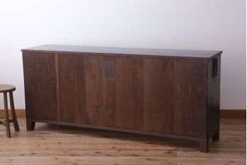 アンティーク家具　和製アンティーク　前面唐木・黒檀材!脚付きの大ぶりローボード(ハーモニカたんす・音色箪笥)