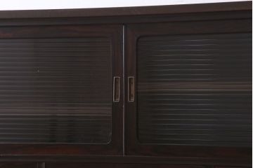 アンティーク家具　和製アンティーク　前面唐木・黒檀材!脚付きの大ぶりローボード(ハーモニカたんす・音色箪笥)