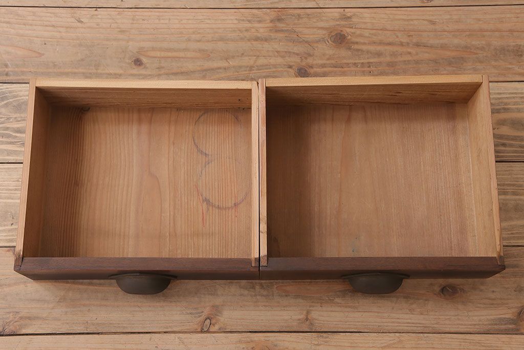 レトロ家具　両面使用可能!レトロな和製アンティークの片袖机(デスク)