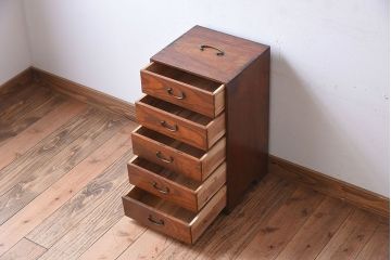 レトロ家具　前面栗材製!レトロかわいいアンティーク小引き出し