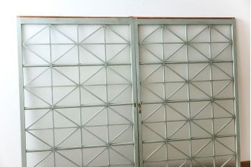 アンティークペイント　ダイヤガラス入り!おしゃれなガラス戸2枚セット(窓)