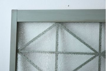 アンティークペイント　ダイヤガラス入り!おしゃれなガラス戸2枚セット(窓)