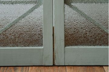 アンティークペイント　ダイヤガラス入り!おしゃれなガラス戸2枚セット(窓)