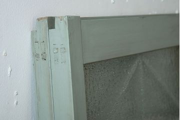 アンティークペイント　ダイヤガラス入り!おしゃれなガラス戸2枚セット(窓)