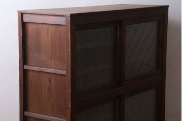 アンティーク家具　前面檜材・前板欅材　和製アンティークの大ぶり収納棚