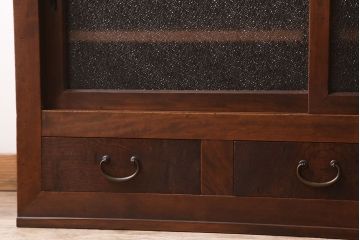 アンティーク家具　前面檜材・前板欅材　和製アンティークの大ぶり収納棚