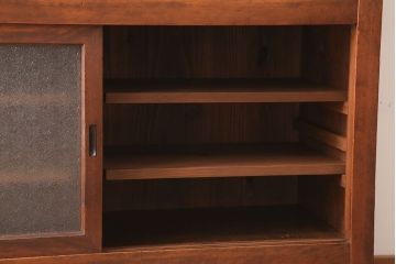 アンティーク家具　前面檜材・前板欅材　和製アンティークの大ぶり収納棚