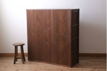 アンティーク家具　前面檜材・前板欅材　和製アンティークの大ぶり収納棚