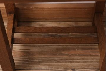 レトロ家具　古い木のレトロなクッション座面角スツール(3)