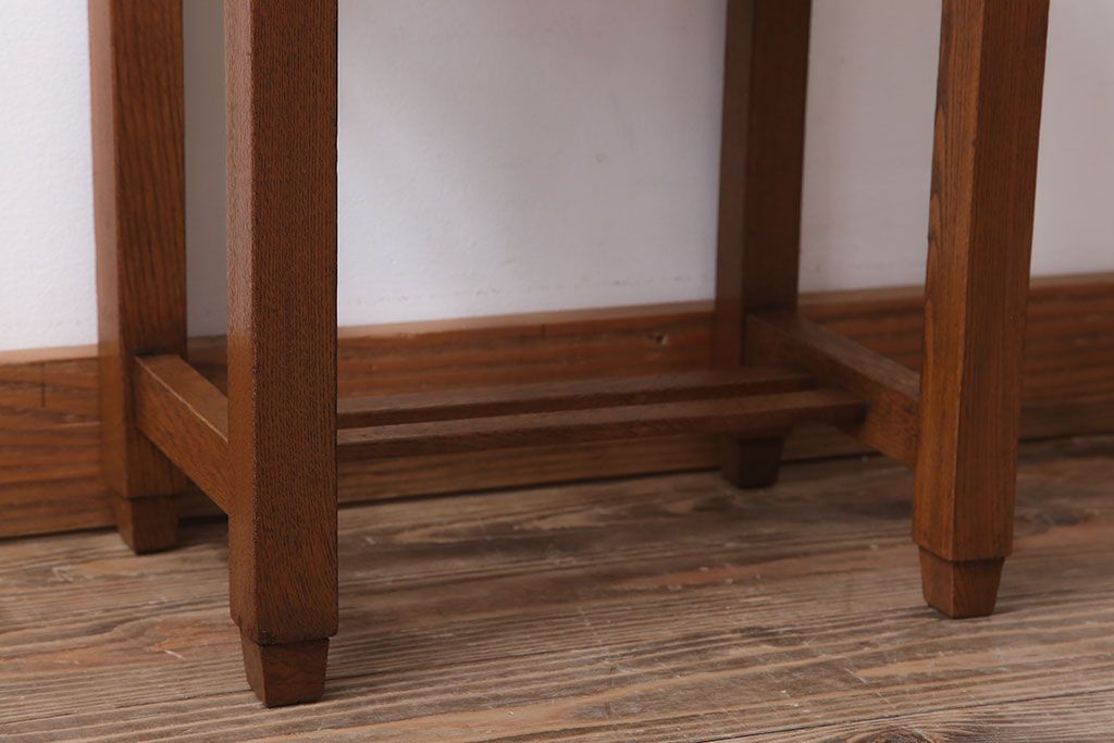 レトロ家具　古い木のレトロなクッション座面角スツール(3)