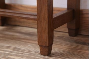 レトロ家具　古い木のレトロなクッション座面角スツール(3)