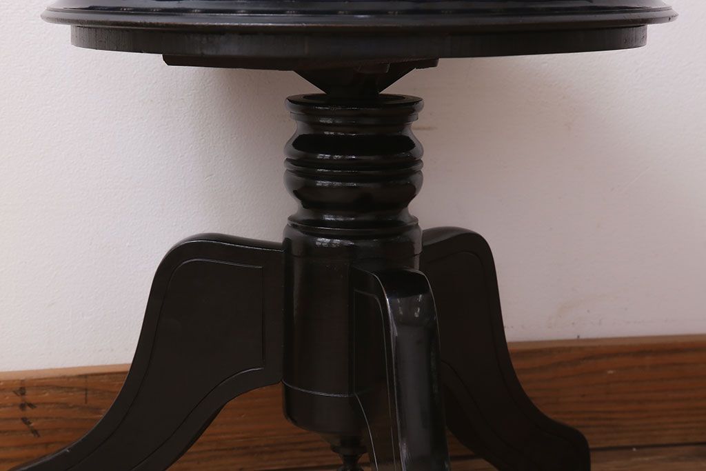 アンティーク家具　アンティーク　クッション座面!古い木製のおしゃれな回転スツール