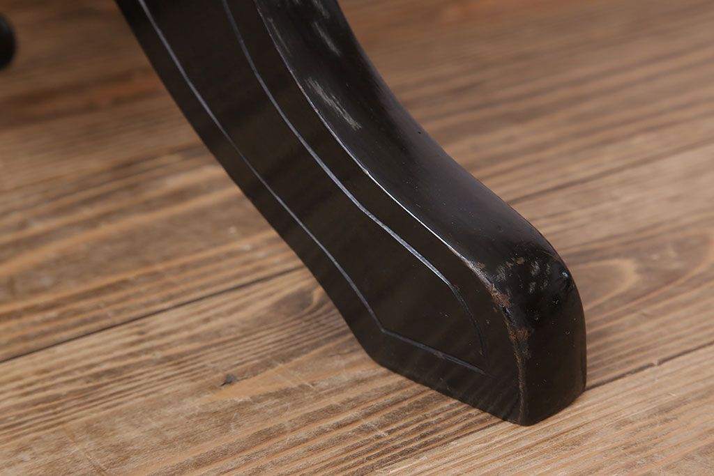 アンティーク家具　アンティーク　クッション座面!古い木製のおしゃれな回転スツール