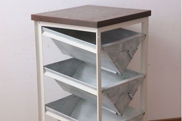 アンティーク雑貨　インダストリアル　ビンテージ　アイアン製のペイントチェスト(2)