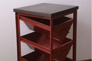 アンティーク雑貨　インダストリアル　ビンテージ　アイアン製のペイントチェスト(1)