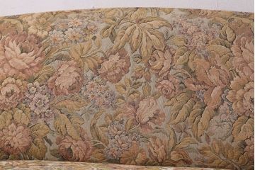 ヴィンテージ家具　国産　神戸家具　ビンテージ　ゴブラン織り座面!ナラ材製の花柄ソファ