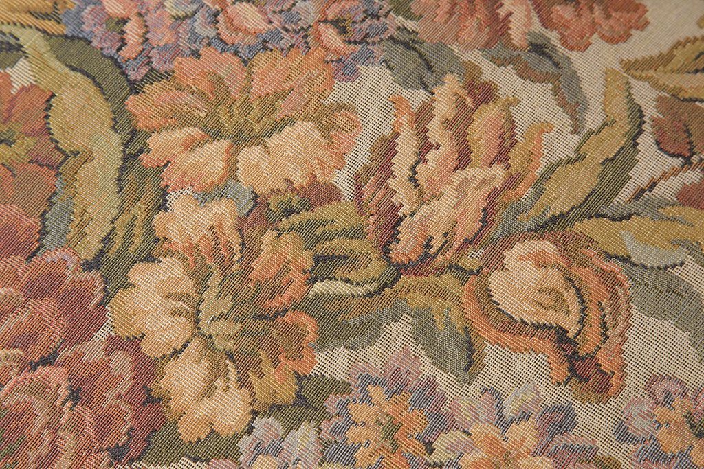 ヴィンテージ家具　国産　神戸家具　ビンテージ　ゴブラン織り座面!ナラ材製の花柄ソファ