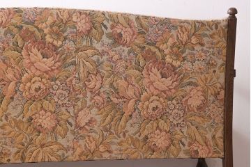 ヴィンテージ家具　国産　神戸家具　ビンテージ　ゴブラン織り座面!ナラ材製の花柄ソファ