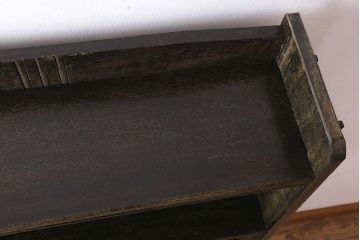 レトロ家具　ラワン材製　古い木のレトロな楔(くさび)式本棚(ディスプレイラック)(3)