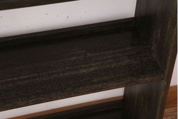 レトロ家具　ラワン材製　古い木のレトロな楔(くさび)式本棚(ディスプレイラック)(3)