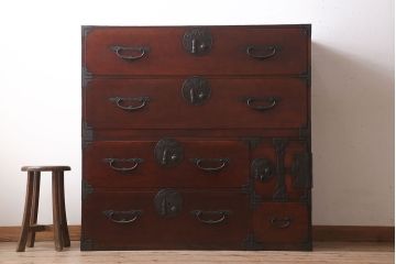 アンティーク家具　アンティーク　前面欅材　大ぶりな重ね二本松箪笥