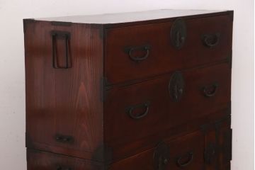 アンティーク家具　アンティーク　前面欅材　大ぶりな重ね二本松箪笥