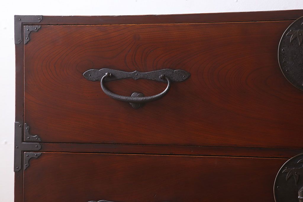 アンティーク家具　アンティーク　前面欅材　大ぶりな重ね二本松箪笥