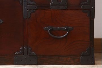 アンティーク家具　アンティーク　前面欅材　大ぶりな重ね二本松箪笥