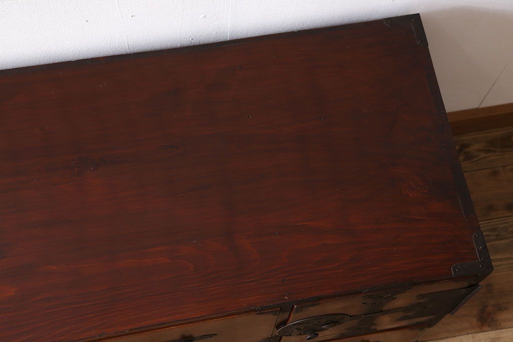 アンティーク家具　アンティーク　前面欅材　大ぶりな重ね二本松箪笥