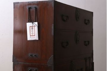 アンティーク家具　アンティーク　前面欅材　大ぶりな重ね二本松箪笥