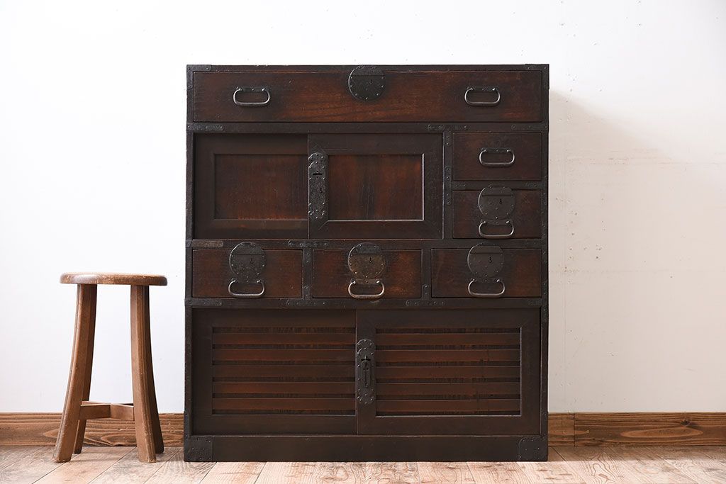 アンティーク家具　アンティーク　明治大正期の古い帳場箪笥