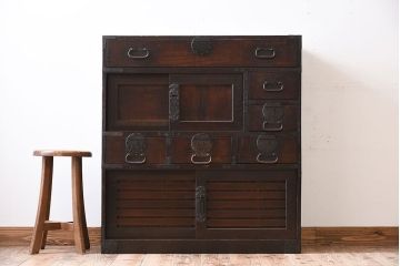 アンティーク家具　アンティーク　明治大正期の古い帳場箪笥