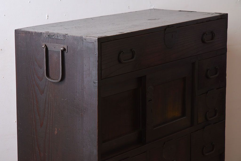 アンティーク家具　アンティーク　明治大正期の古い帳場箪笥