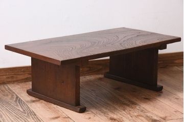 アンティーク家具　明治期　天板欅材一枚板　アンティーク文机