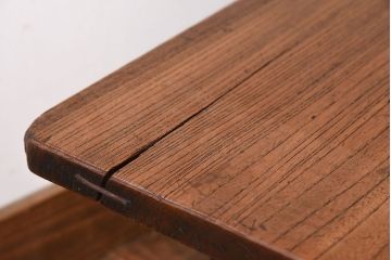 アンティーク家具　明治期　天板欅材一枚板　総欅材のアンティーク文机