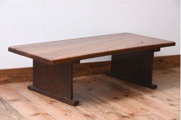 アンティーク家具　明治期　天板欅材一枚板　総欅材のアンティーク文机