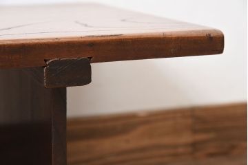 アンティーク家具　明治期　天板欅材一枚板　総欅材のアンティーク文机