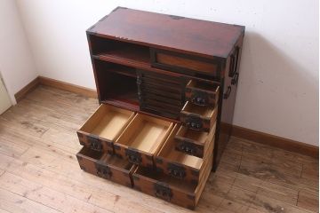 アンティーク家具　古民具・骨董　上質な金具のアンティーク松本帳場箪笥