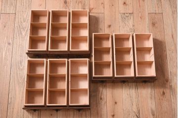 アンティーク家具　ネームプレート取っ手!ナラ材製のアンティークカードケース(小引き出し、図書館、図書室)(2)