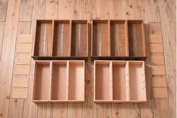 アンティーク家具　ネームプレート取っ手!ナラ材製のアンティークカードケース(小引き出し、図書館、図書室)(2)