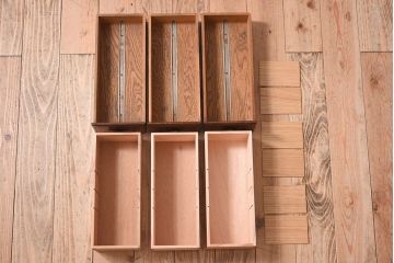 アンティーク家具　ネームプレート取っ手!ナラ材製のアンティークカードケース(小引き出し、図書館、図書室)(2)