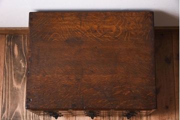 アンティーク家具　ネームプレート取っ手!ナラ材製のアンティークカードケース(小引き出し、図書館、図書室)(2)