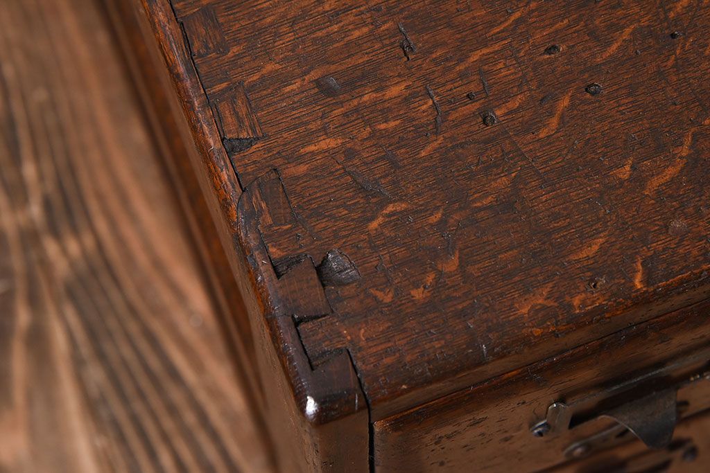 アンティーク家具　ネームプレート取っ手!ナラ材製のアンティークカードケース(小引き出し、図書館、図書室)(2)