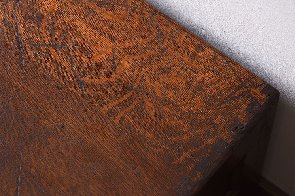 アンティーク家具　ネームプレート取っ手!ナラ材製のアンティークカードケース(小引き出し、図書館、図書室)(2)