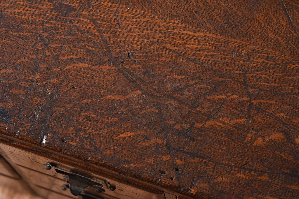 アンティーク家具　ネームプレート取っ手!ナラ材製のアンティークカードケース(小引き出し、図書館、図書室)(2)