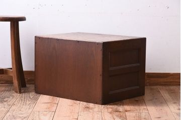 アンティーク家具　ネームプレート取っ手!ナラ材製のアンティークカードケース(小引き出し、図書館、図書室)(2)