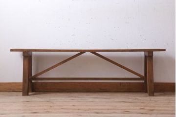 アンティーク家具　素朴でシンプルな木製アンティークベンチ